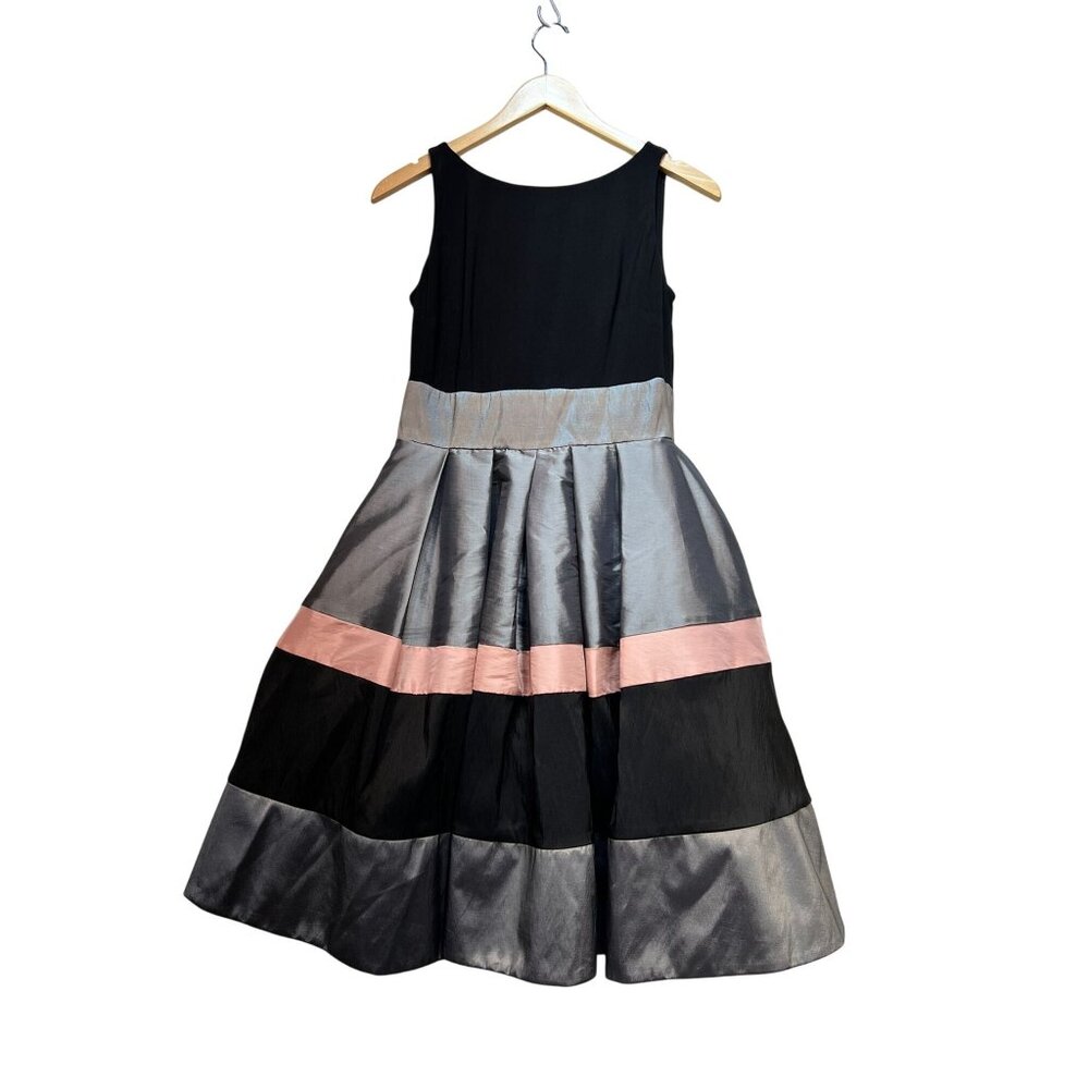 S.L. Fashions Womens Fit & Flare Party Dress Size 6 Black Metallic Sleeveless